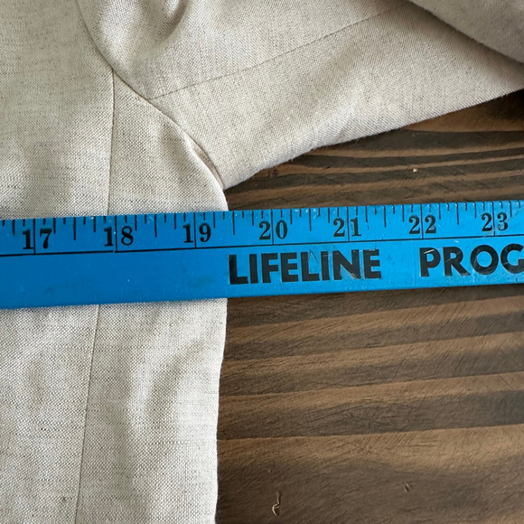 Women's LOFT Beige Linen Blend Blazer Jacket Size 6 Single Button Lightweight - Picture 6 of 10